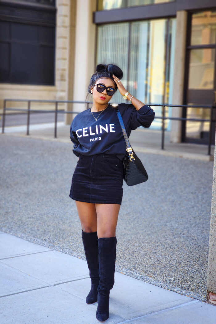 Sleek & Stylish: The Black Trinity – Sweaters, Skirts, and Knee-Highs